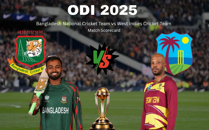 Bangladesh National Cricket Team vs West Indies Cricket Team Match Scorecard: Detailed 1st ODI Summary, Records, and Match Highlights